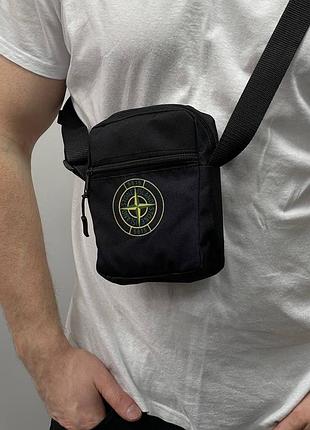 Борсетка через плечо \ сумка мессенджер \ бананка "stone island mini" с брендовым принтом стон айленд