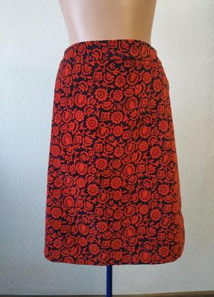 Вельветова юбка короткая красно-черная2 фото