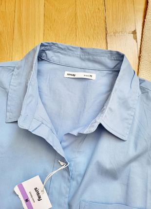 Новая женская базовая голубая рубашка оверсайз свободная офисная весенняя2 фото