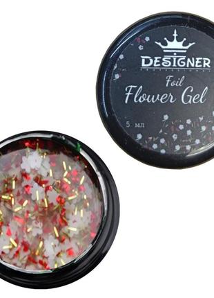 Гель с цветами из фольги designer foil flower gel 5 мл, fg01