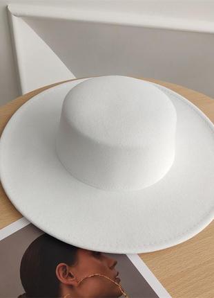 Капелюх канотьє унісекс з широкими полями 9,5 см білий
