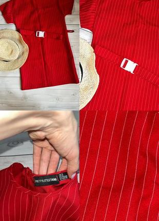Красное короткое прямое платье с поясом2 фото
