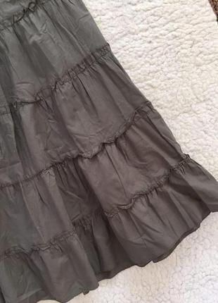 Длинная ярусная юбка цвета хаки grunge goblincore firycore y2k4 фото
