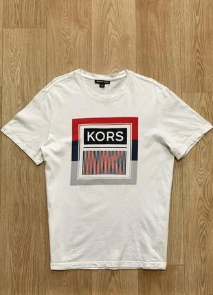 Mk michael kors белоснежная футболка с объемным логотипом