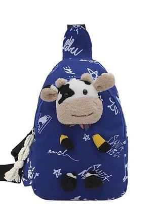 Детская нагрудная сумка рюкзак lesko a-407 cow blue на одно отделение с ремешком
