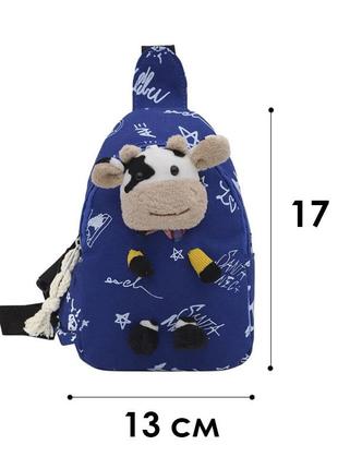 Дитяча нагрудна сумка рюкзак lesko a-407 cow blue на одне відділення з ремінцем5 фото