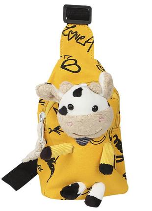 Дитяча нагрудна сумка рюкзак lesko a-407 cow yellow на одне відділення з ремінцем