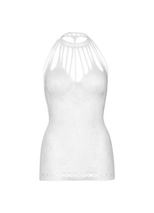 Еротичне ажурне плаття-сітка leg avenue lace mini dress with cut-outs, one size (white)7 фото