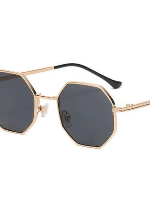 Тренд стильні жіночі чорні сонцезахисні окуляри сонячні очки антиблик металева оправа