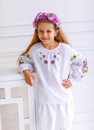 Сорочка вишиванка для дівчинки конюшина2 фото