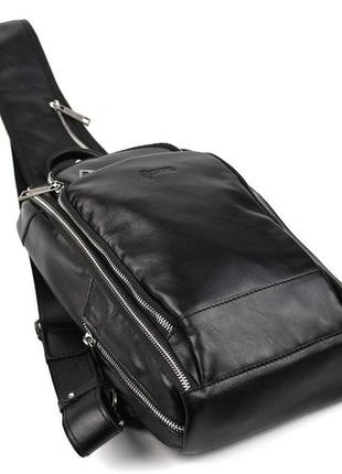 Чоловічий рюкзак слінг на одне плече tarwa ga-0910-4lx чорна наппа5 фото