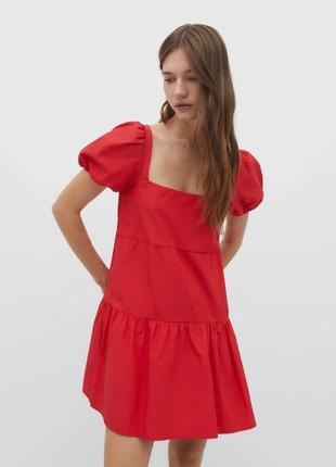 Платье женское красное мини со шнуровкой на спине
