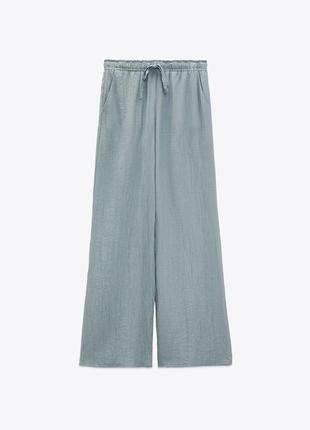 Zara легкие брюки брюки брюки из жатой ткани2 фото