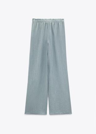 Zara легкие брюки брюки брюки из жатой ткани3 фото