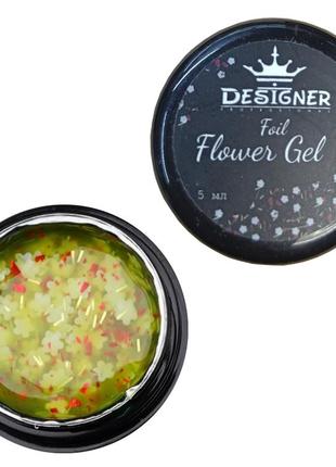 Гель с цветами из фольги designer foil flower gel 5 мл, fg101 фото