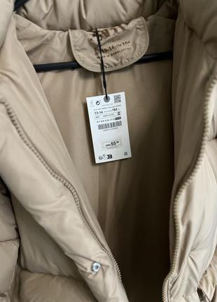 Шикарный теплый эко пуховик от zara, на рост до 1647 фото