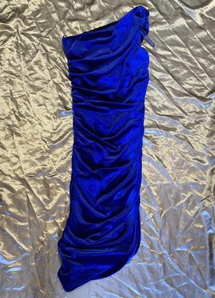 Нарядное бархатное асимметричное длинное платье6 фото
