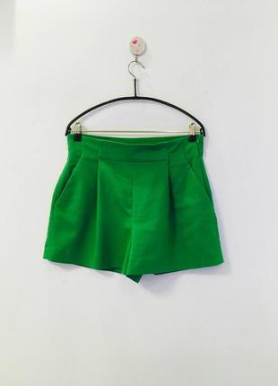Зелёные костюмные шорты с карманами zara м3 фото