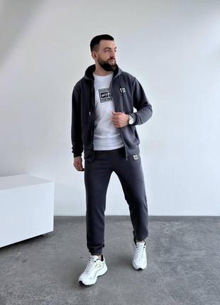 Костюм мужской кофта на молнии брюки на резинке графит3 фото