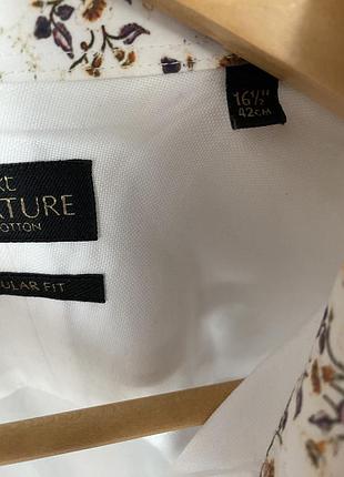 Хлопковая рубашка next signature с цветочным воротничком и манжетами