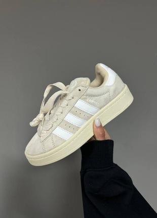 Adidas campus beige white женские кроссовки адидас кампус бежевые замша6 фото