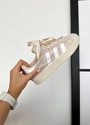 Adidas campus beige white женские кроссовки адидас кампус бежевые замша4 фото