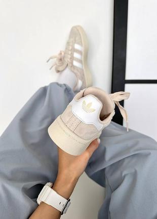 Adidas campus beige white женские кроссовки адидас кампус бежевые замша5 фото