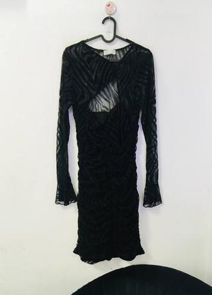 Черное сетчатое мини-платье с принтом зебры quiz хл3 фото