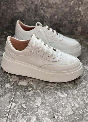 Кеди шкіра платформи білого кольору