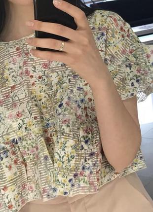 Zara блузка в цветочный принт s3 фото