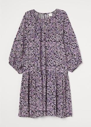 Платье h&amp;m оверсайз цветочный принт фиолетовое1 фото