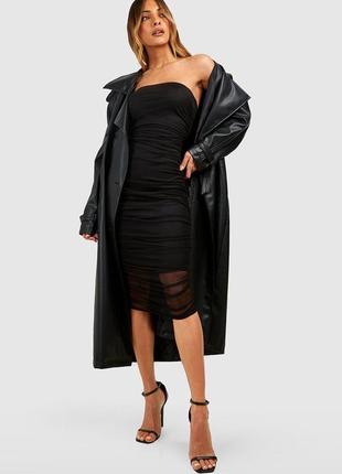 Черное трендовое платье миди mesh bandeau bodycon midi dress boohoo5 фото