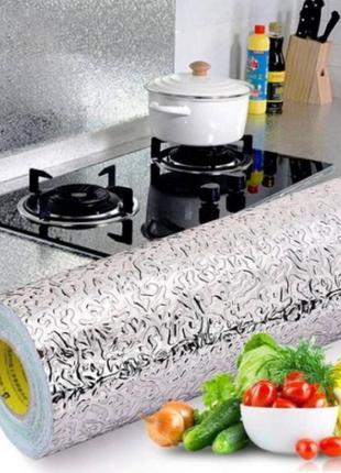 Водонепроникна самоклейна фольга (40 см х 5 м) для кухонних поверхонь алюмінієва фольга1 фото