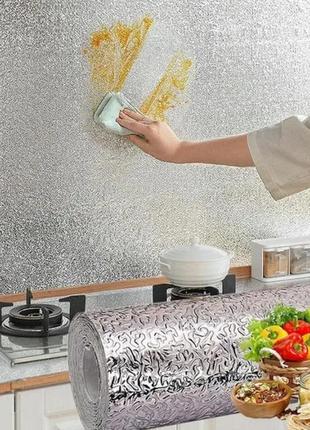 Водонепроникна самоклейна фольга (40 см х 5 м) для кухонних поверхонь алюмінієва фольга4 фото