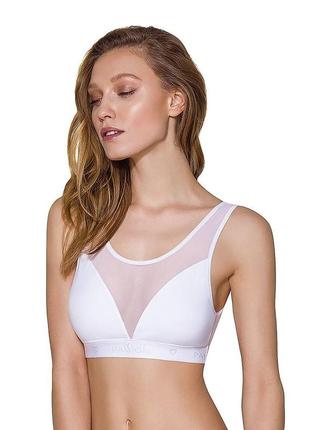 Топ с прозрачной вставкой passion ps002 top white, size s