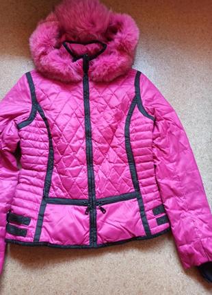 Зимняя теплая куртка с мехом песца