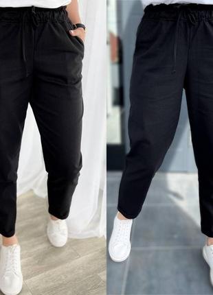 Жіночі  укорочені лляні штани чорний  фісташковий  капучино  графіт 42, 44, 46, 485 фото