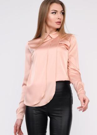 Персиковая шелковая блуза прямого кроя2 фото