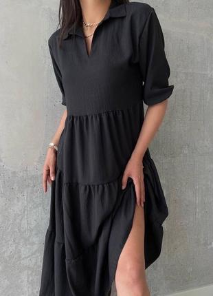 Сукня жіноча довга міді гарна святкова нарядна базова повсякденна чорна рожева синя демісезонна весняна на весну платя батал вільна оверсайз