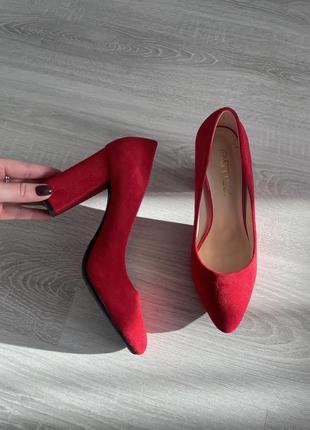 Туфли, красные, замш