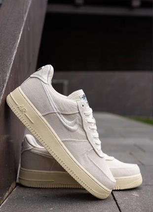 Stussy x nike air force 1 low fossil кросівки, кроссовки1 фото