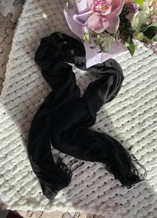 Шарф чорний / шарф жіночий великий чорний / шарф однотонний1 фото