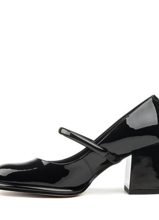 Туфли женские черные лакированные на каблуке 2384т3 фото