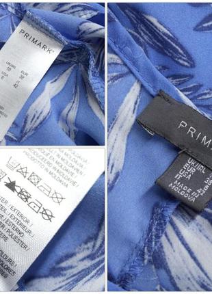 Брендовая голубая блузка "primark" с растительным принтом. размер uk10/eur38.5 фото