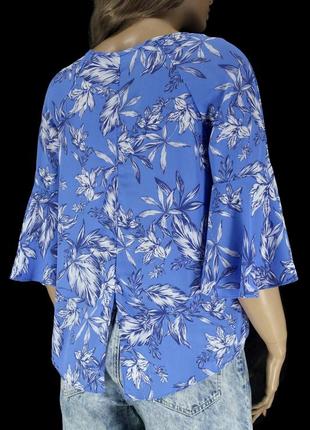 Брендовая голубая блузка "primark" с растительным принтом. размер uk10/eur38.3 фото
