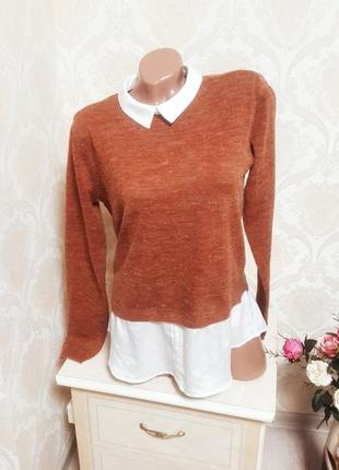 Стильный классический свитерок с имитацией блузы1 фото