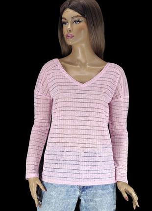 Брендовый лёгкий сиреневый пуловер "next" с v-образным вырезом. размер uk8.1 фото