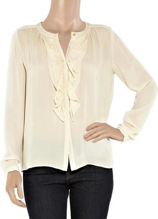 Блуза з рюшами by malene birger drambor, 100% шовк, крем, як нова