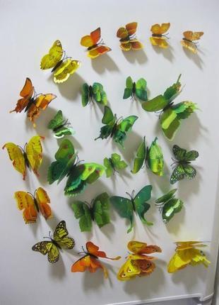 Метелики подвійні чотири крила для декору пластик на стіну3 фото