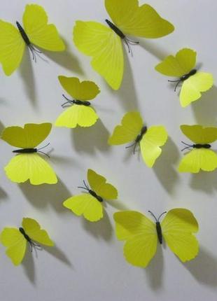 Бабочки 3d для декора на стену , декор, 12 шт